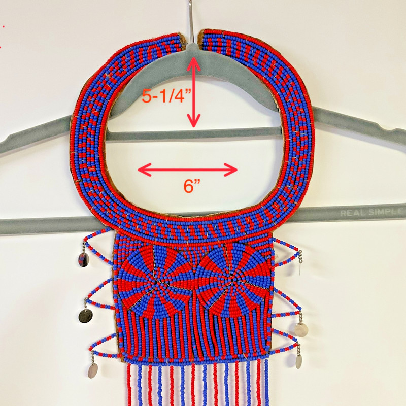 Vintage Glass Beaded African Maasai Masai Choker Tribal Collar on Leather 121354