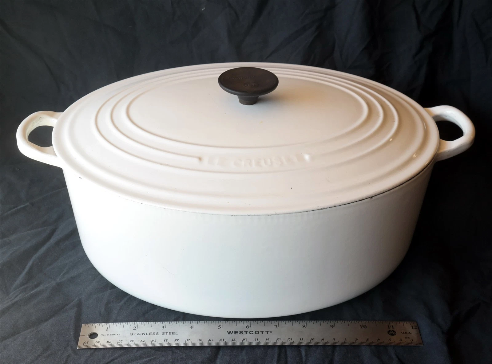 Le Creuset White LARGE 9 1/2 Qt Oval Dutch Oven No. 35 France made (READ)