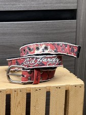 Ed Hardy by Christian Audigier Y2K Sculls Denim Canvas Belt Size 110 cms