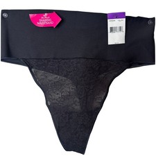 Maidenform Tame Your Tummy Lace Thong Women's Shapewear Underwear Black 2XL NWT