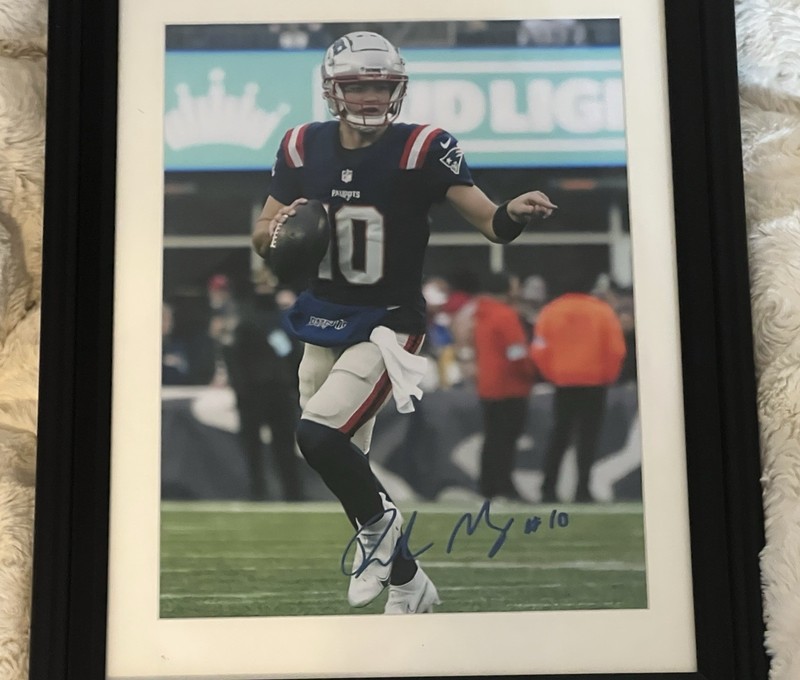 Drake Maye New England Patriots QB Autographed signed 8X11.5 photo Nicely Framed