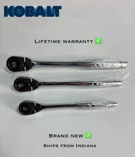 KOBALT 3-Pc Ratchet Set 1/4 3/8 1/2 Drive 90 Tooth Quick Release Low Profile