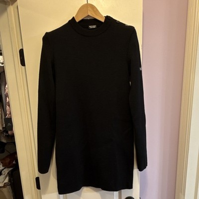 Saint Laurent 100% wool Black Knit long sleeves  Sweater dress 