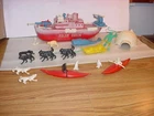 Vintage 1950's Ideal POLAR QUEEN Whaling Boat & MARX Artic Playset