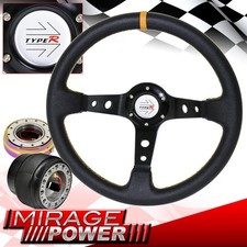 For 84-89 Accord Black Steering Wheel Yellow Type R Neo Chrome Quick Release