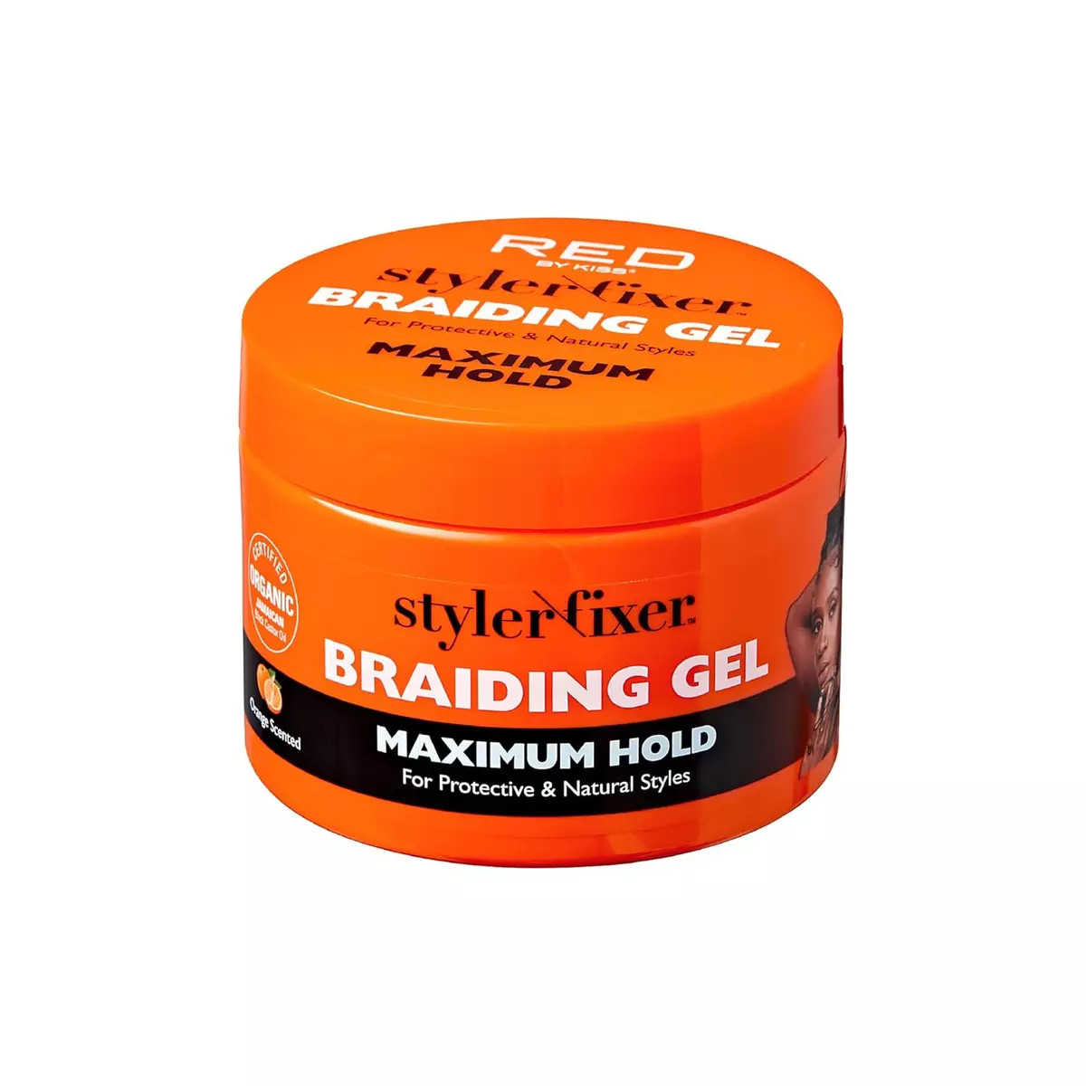 Red by kiss styler braiding gel. Maximum hold. Orange scent. SBM01