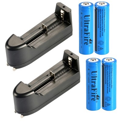 4pcs 14500 Battery 3.7V UltraFire 1800mAh Li-ion Rechargeable Cell +2x Charger