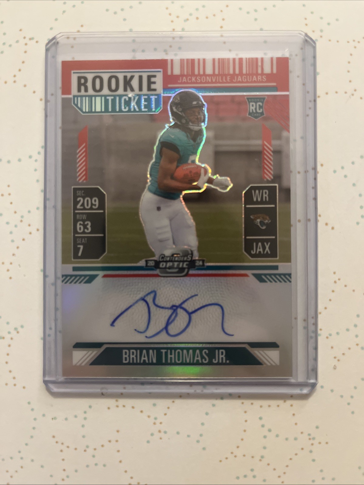 Brian Thomas Jr  - 2024 Contenders Optic Red Rookie Ticket Auto /175
