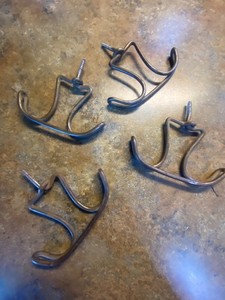 4 Vintage Undermount Wire Coat Hooks. Screw in. 3" wide by 3" long(1" screw)