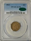 1863 Indian cent, PCGS AU58 CAC