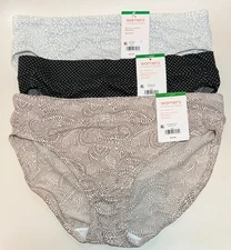 NWT 3 Warner's No Pinching No Problems Hi Cut Panties 5138J Multi Prints 7/L