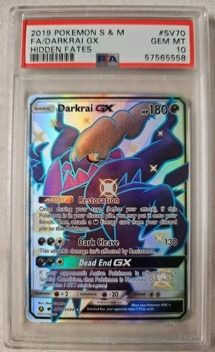 PSA 10 GEM MINT 2019 POKEMON SUN & MOON FA/DARKRAI GX SV70/SV94 HIDDEN FATES🔥🔥