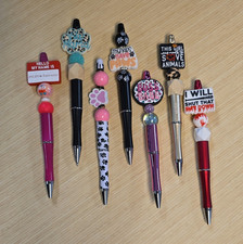 Lot of 7 Novelty Beaded Ballpoint Pens 4 each OR All 21.
