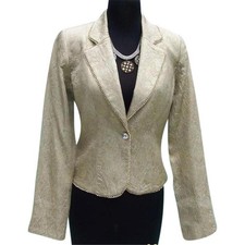 Cache Elaborate Gold Brocade Top Jacket New Silver Gold Bead Trim Lined NWT 228
