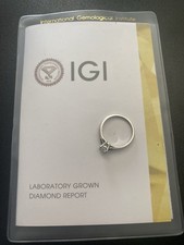 Genuine IGI Certified Lab Created Diamond Ring 0.52ct Platinum Solitaire Size N