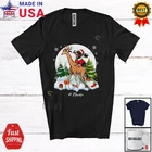 Custom Name Dachshund Riding Giraffe; Merry Christmas Moon Snow Animal T-Shirt