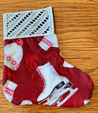 Ice Skates  Mini Christmas Stocking Gift Card Holder 5 1/2" X 4 1/4"