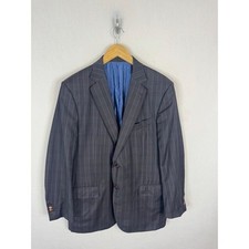 Ermenegildo Zegna Mila Trofeo Light Wool Plaid Sport Coat Grey Blue US 44R
