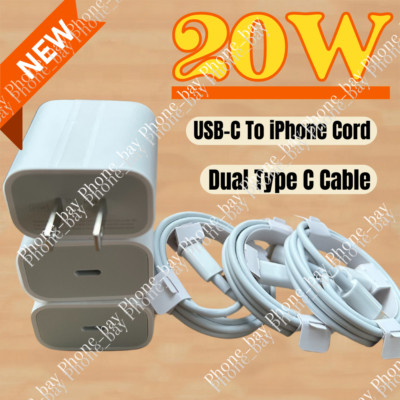 3Pack New 20W PD Fast Charger Cube USB C Cable For iPhone 15 14 13 12 11 Pro Max