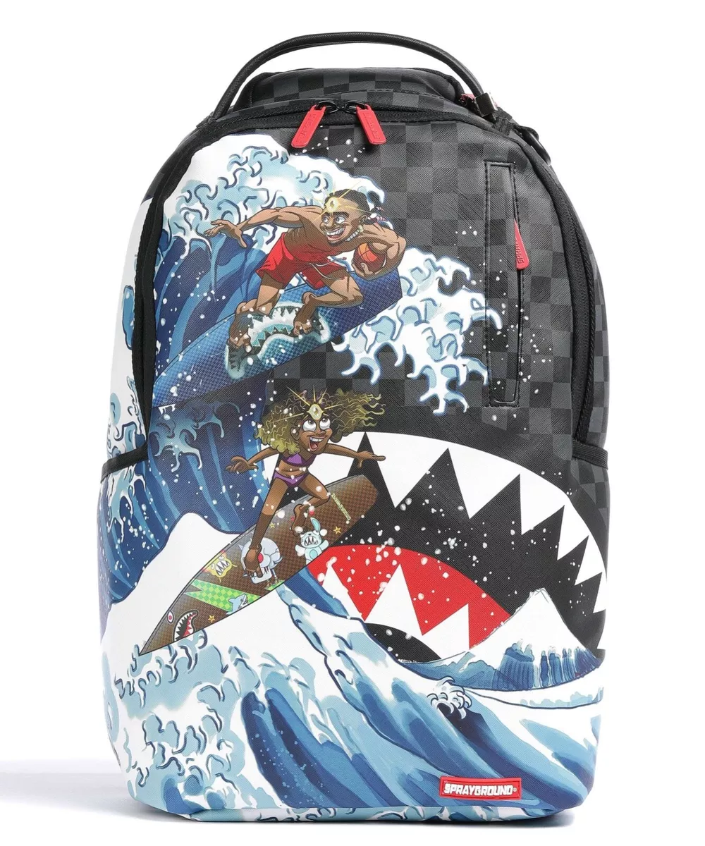 Sprayground Black Multicolor Shark In Paris Backpack Books School