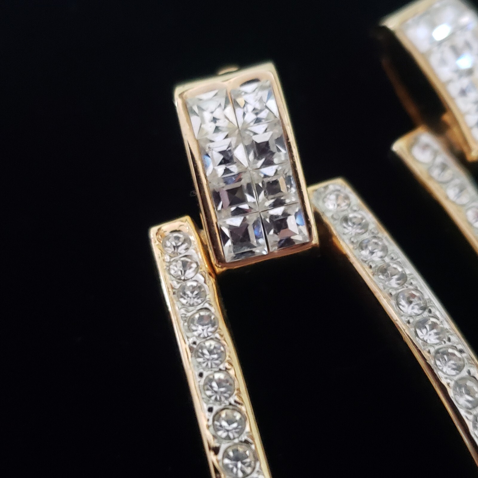 RETRO STATEMENT BOLD EARRINGS CLIP ON RHINESTONES… - image 5