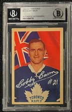 BOBBY BAUN SIGNED 1963-64 PARKHURST TORONTO MAPLE LEAFS CARD BECKETT AUTO 716