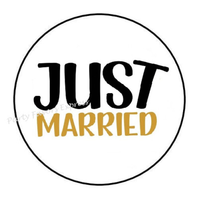 10cm Auto-Aufkleber Sticker Decal Laptop Farbe Just Married Wedding Rund R921