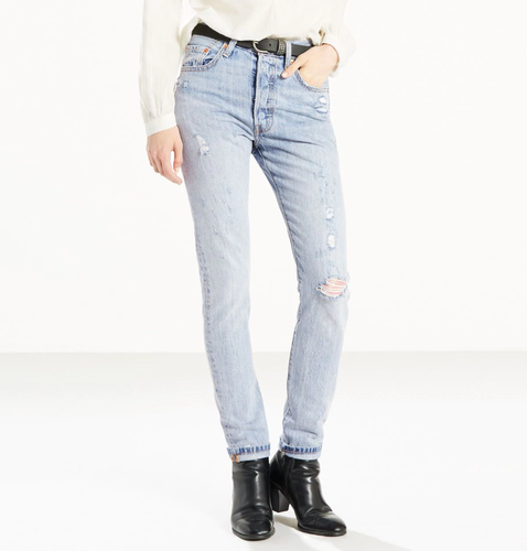 Levi's 501 S Light Blue Original Skinny Fit Ripped Jeans W23 L32 / W32 L28  | eBay