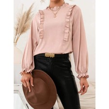 Frill Round Neck Flounce Sleeve Blouse