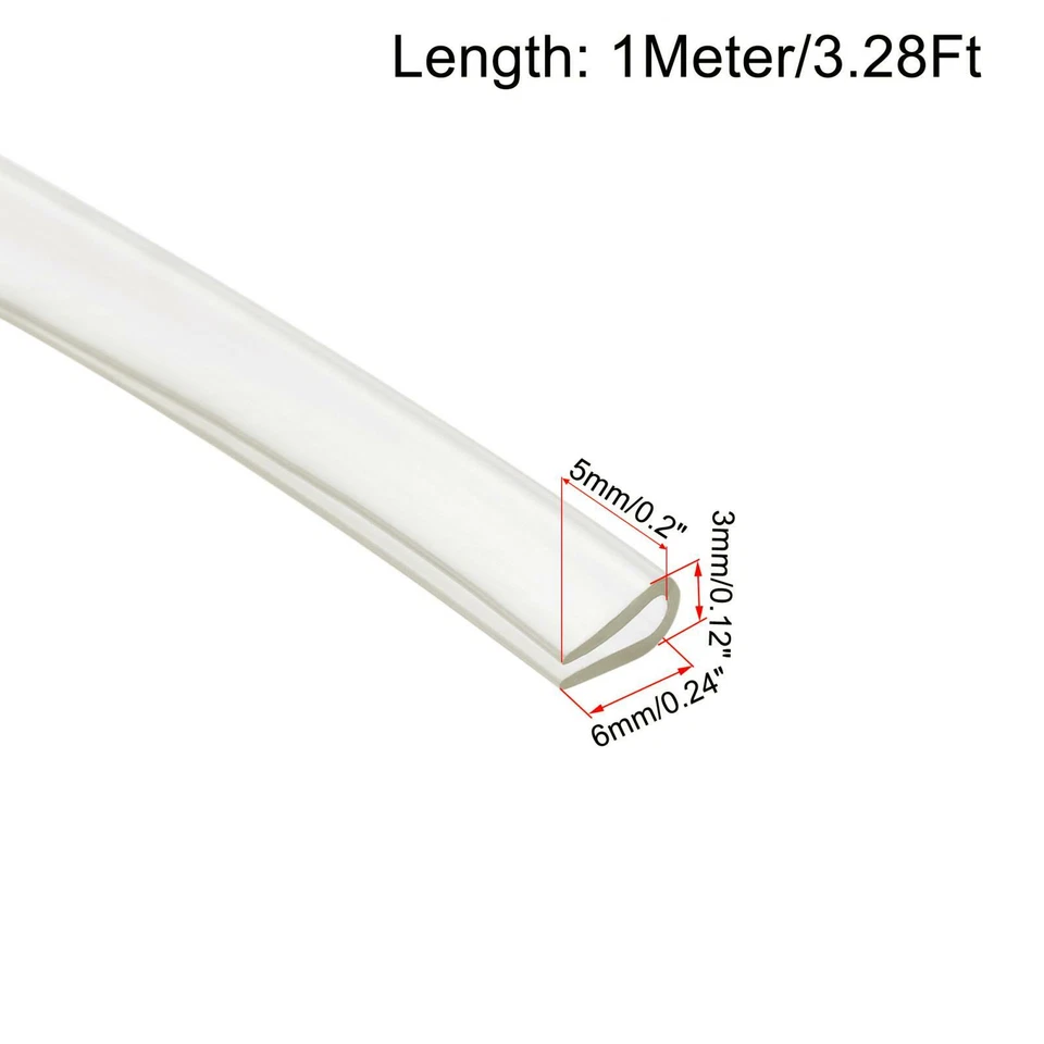 Sello de ajuste, hoja protectora de borde de canal de sellado en U de PVC, se adapta a borde de 0,5-2 mm 1 metro Foto 2 de 4
