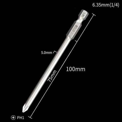 1/4" Magnetisch S2 Stahl Kreuzschlitz Bit PH00 PH0 PH1 PH2 Länge 50mm - 200mm - Picture 50 of 58