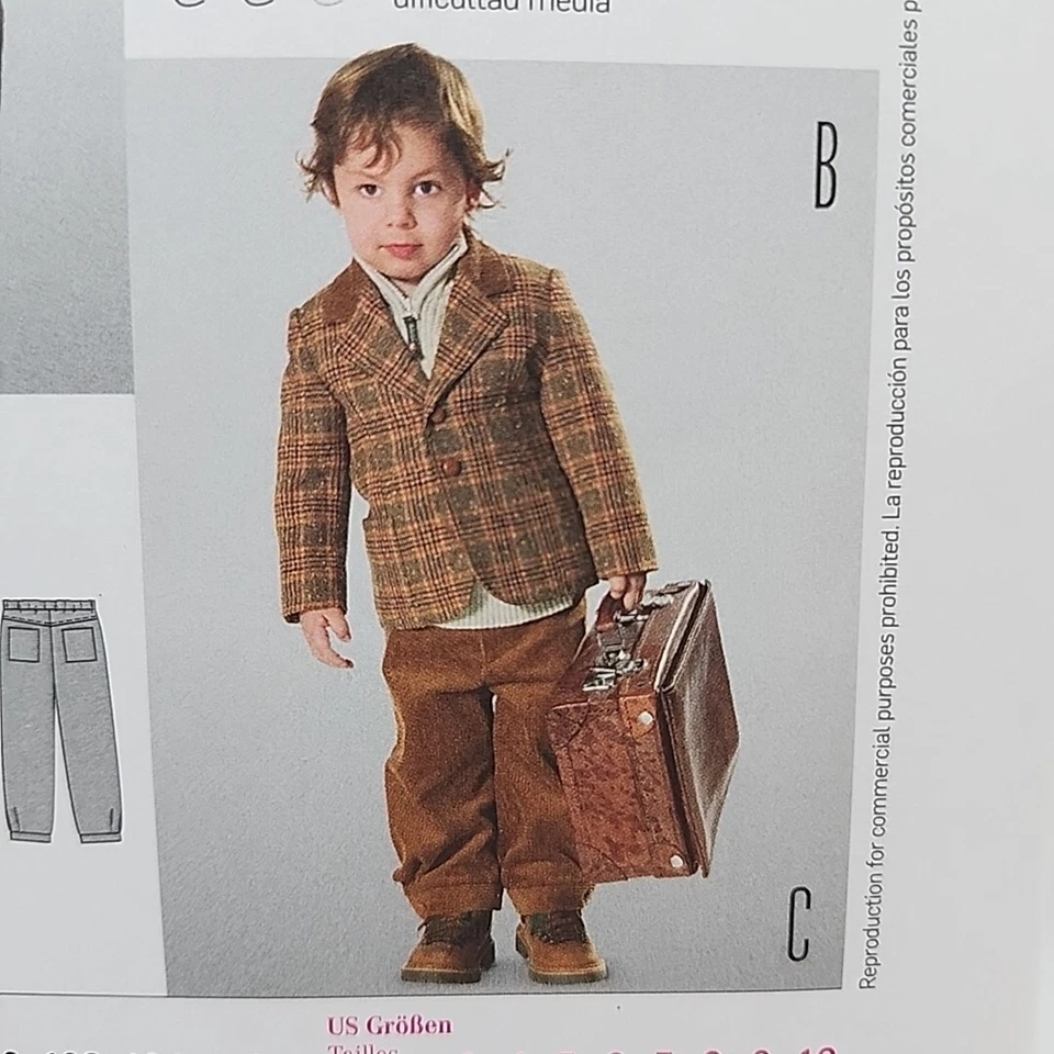 Burda 9452 Childs Boys Sport Jacket And Pants Sewing Pattern Size 3-10 Uncut - Image 3 of 4