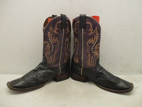 Nocona schwarz lila Straußenleder Cowboystiefel Herren Größe 9,5 D Stil MD6901 - Bild 5 von 16