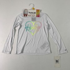 Hurley Girls Youth Shirt 5/6 Swim Stretch UPF Sunshirt Rash Guard White Size 5/6