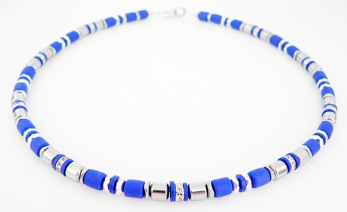 Halskette Collier Walzen Tube Emerald Grün Smaragd, Hämatit Glas Strass 605b - Bild 6 von 10