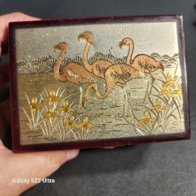 Vintage Bird Chokin Art Collection Jewelry Box Gilded Gold Silver Copper