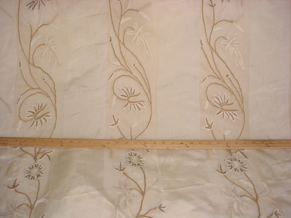 2-3/4Y Scalamandre BH 0001P934 Elina Embroidered Garden Crewel Upholstery Fabric - Image 2 of 4