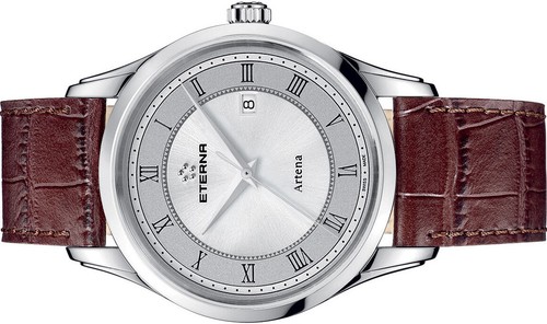 Eterna 11.2520.41.55.1259 Artena weiss silber braun Leder Herren Uhr NEU - Bild 3 von 6