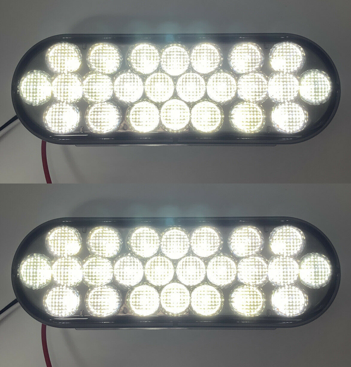 Pair 6" Oval Pearl White LED Reverse Backup Lights - Smoked Lens