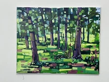 Enrique Zaldivar, Original  Impressionist Forest Landscape Painting, Trees