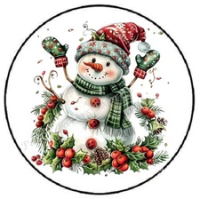SNOWMAN CHRISTMAS WINTER ENVELOPE SEALS LABELS STICKERS PARTY FAVORS
