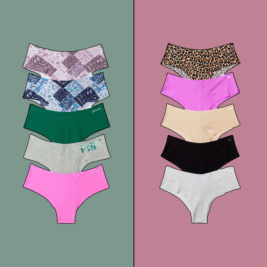 VICTORIA'S SECRET PINK 5-PACK NO-SHOW Cheeky UNDERWEAR Bandana S,M