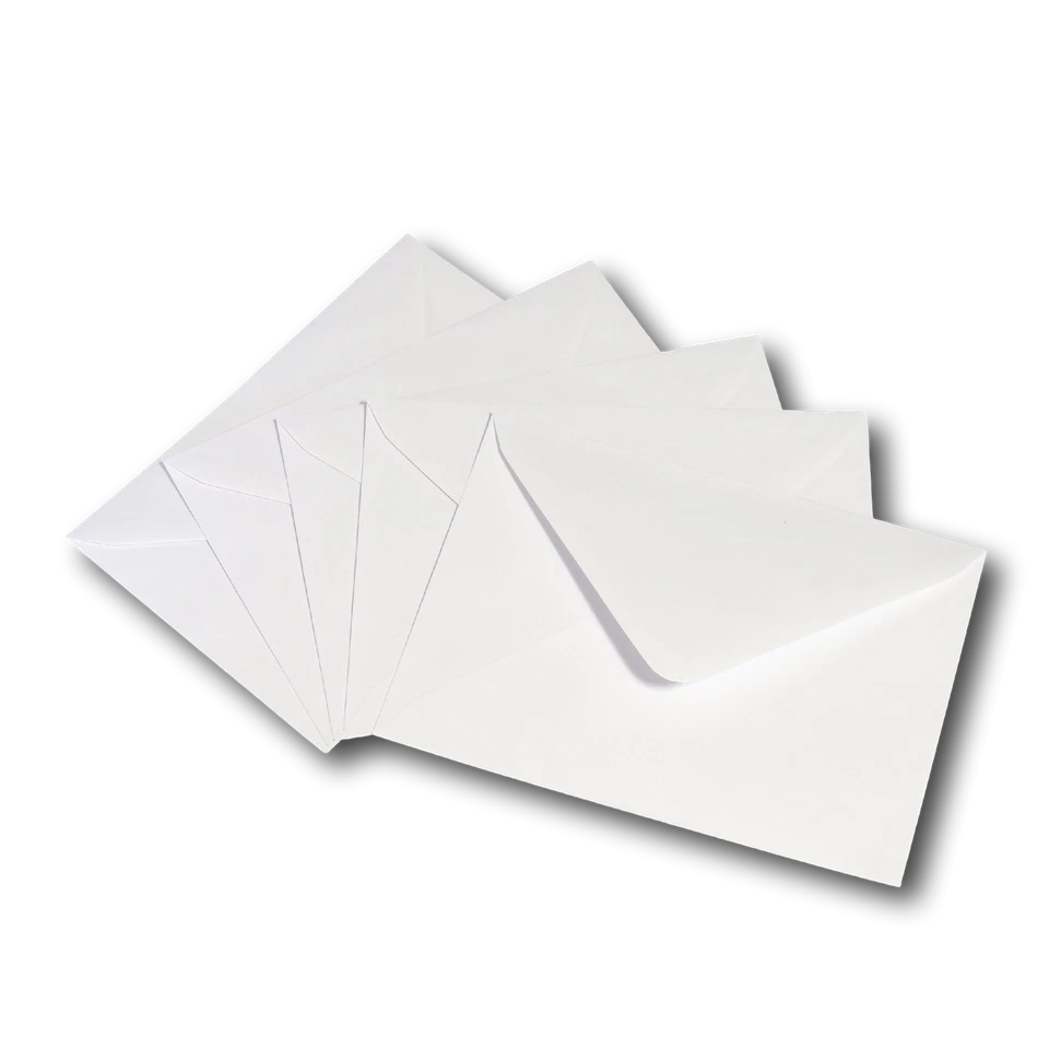 A6 / C6 A5 / C5 100gsm White Diamond Flap Gummed Greeting Card Envelopes 100gsm