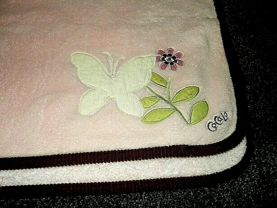 Manta 6D COCALO Mariposa Flor Rosa Marrón Esponjosa Felpa Vellón Cuna Bebé Foto 2 de 4
