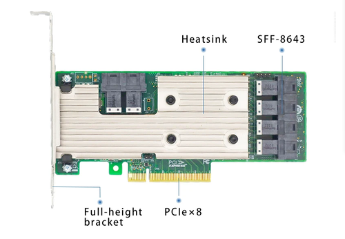 12Gb/s PCIe x8 to 24 Port SAS SATA HBA Controller Card - Picture 3 of 7