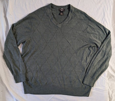 DOCKERS MEN'S PULL OVER SWEATER LONG SLEEVE DIAMOND PATTERN V NECK SIZE XL