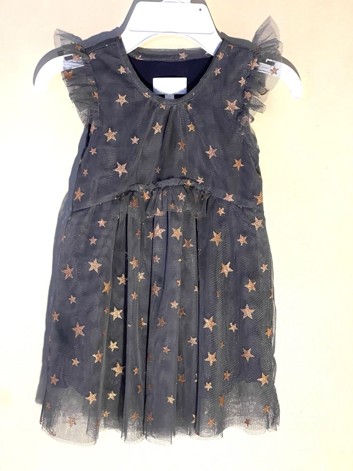 3T, BCBGirls серый кружевной короткий рукав платье с золотыми звездами (удобный и изящный) - Изображение 2 из 4