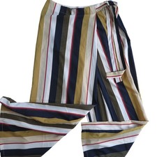 Striped Wide-Leg Pants Navy/Cream Extra Large Forever 21 Contemporary Womens XL