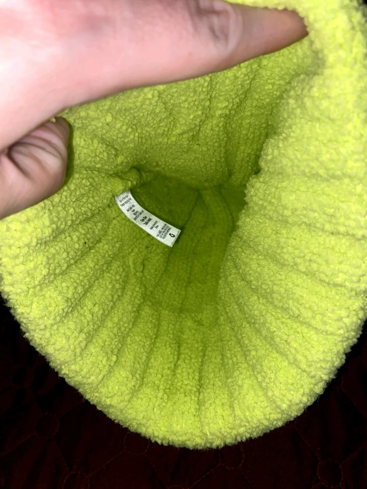 Neon Green Knit Beanie with Faux Fur Pom – Winter Hat - Image 3 of 3
