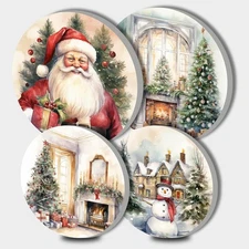 Tucocoo Stove Burner Covers, Watercolor Christmas Gas Stove Burner Covers Set of